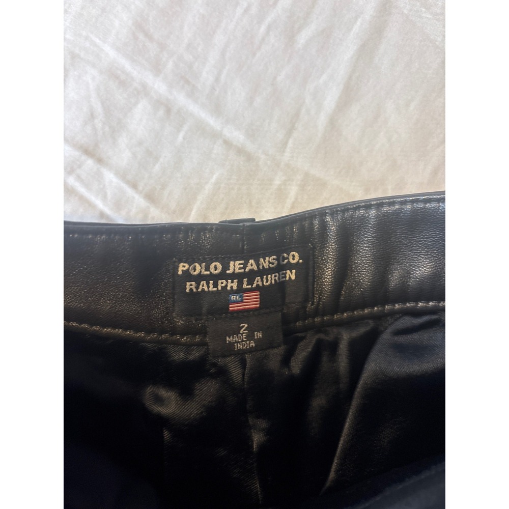 Polo Jeans Co Ralph Lauren Leather Pants Womens 2 Black Excellent Straight Leg - Picture 10 of 13